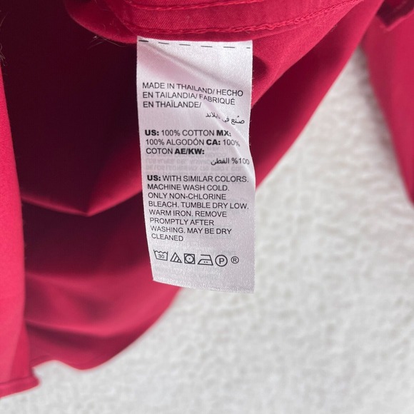 Chico's Solid‎ Red Button-Up Shirt Womens Long Sleeve Collared Size 12/14 Petite - Picture 8 of 14